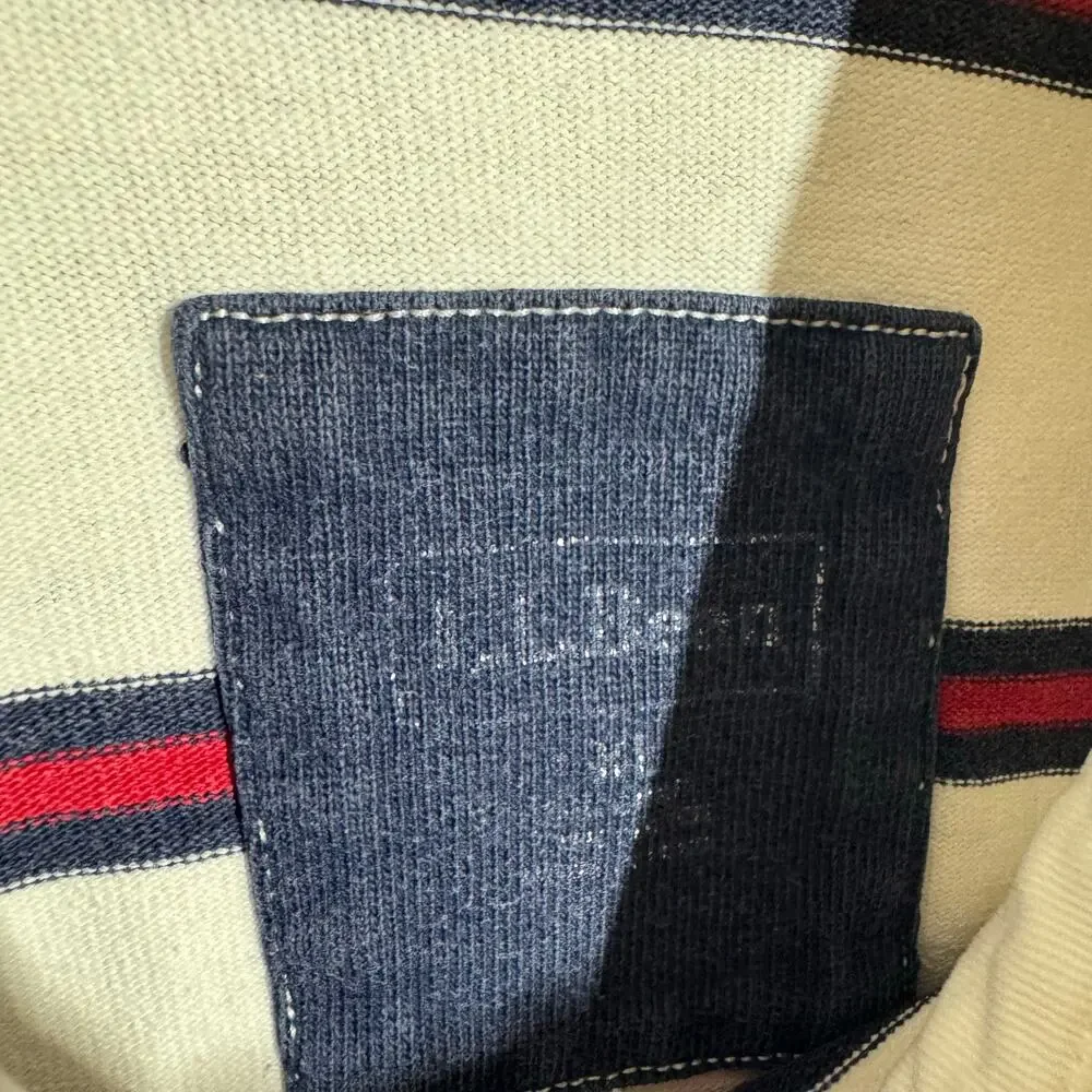 L.L.Bean Rugby 90s Long Sleeve Shirt Men XL White Blue Red Stripe Preppy Y2K